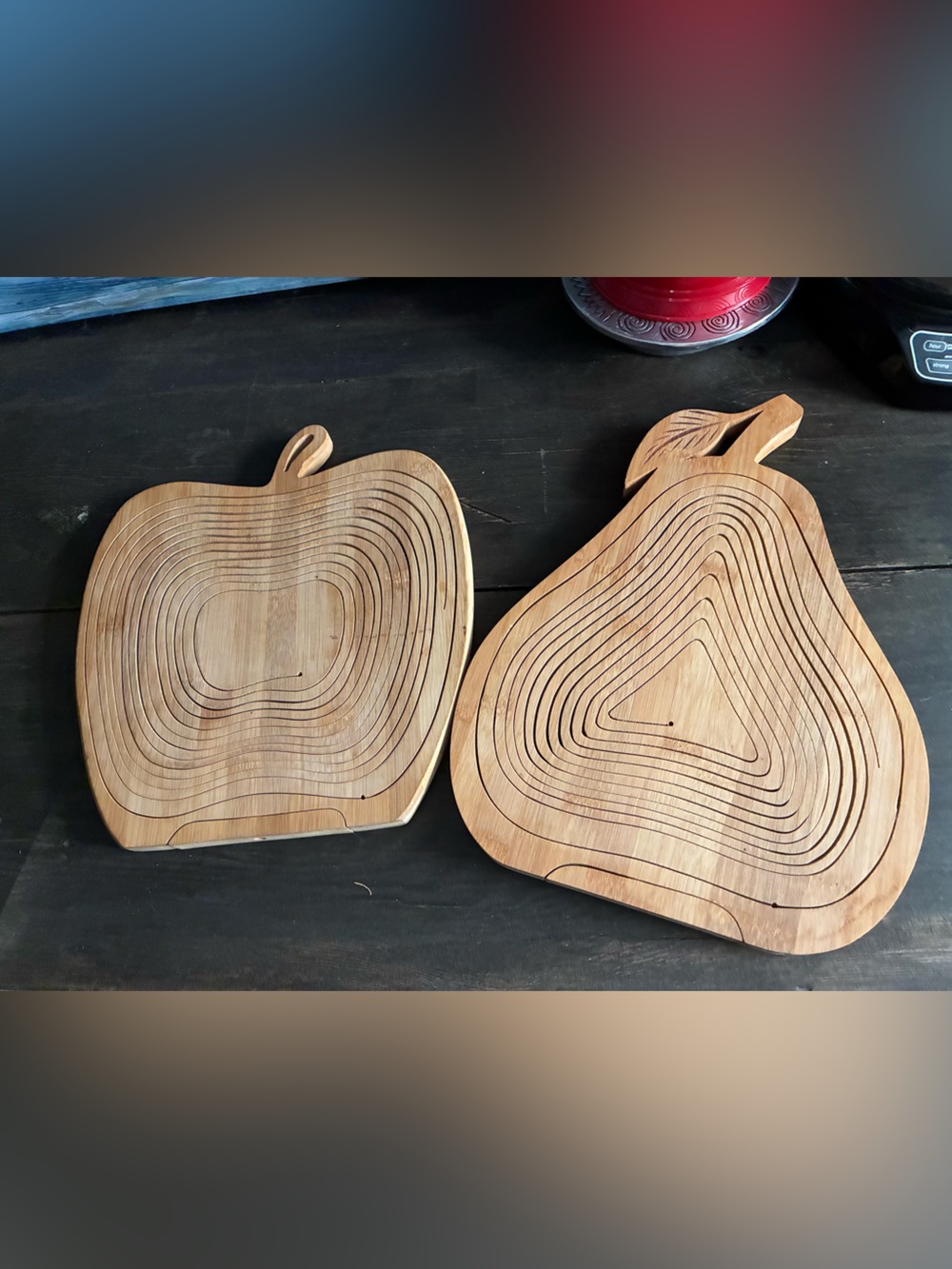 Source Unknown Wooden Apple & Pear Shaped Serving Baskets - Natural Brown